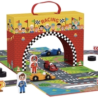 Дървена писта с колички в куфар – Racing Set