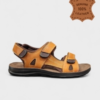 Мъжки кожени чехли в кафяво HM086-1 brown