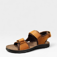 Мъжки кожени чехли в кафяво HM086-1 brown