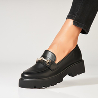 Елегантни черни мокасини с дебела подметка YDF-20A black