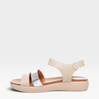 Дамски сандали с велкро закопчаване в бежово и сребристо 508199 beige