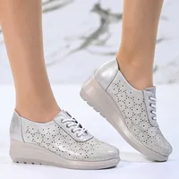 Дамски обувки на платформа с перфорации А2065-2 white