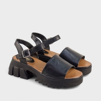 Дамски сандали от естествена кожа с платформа 5.5см, дизайн на PRADA – 22683-1498 NERO