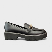 Елегантни черни мокасини с дебела подметка YDF-20A black
