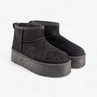 Дамски боти тип UGG на платформа в черно BD2908-1 black