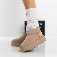 Дамски зимни боти тип UGG на платформа в цвят каки BD2908-2 khaki