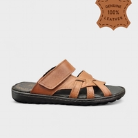 Мъжки кожени чехли в кафяво 415 brown