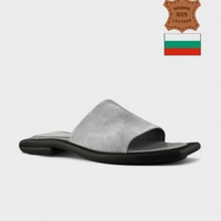 Дамски сиви чехли от естествена кожа 21654-1453 grey