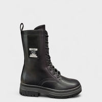 Високи дамски боти тип кубинки с връзки и цип модел: H029-1 black