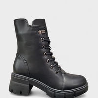 Дамски зимни боти с връзки и дебела подметка черни B4108-1 black