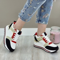 Дамски маратонки на платформа C2053 blue/white/red
