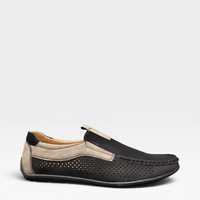 Мъжки мокасини с перфорация в черно и бежово S571-1 black