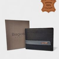 Мъжки луксозен портфейл портмоне от естествена кожа в черен цвят марка Biagiotti