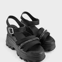 Дамски сандали на висока платформа черни 1056 black