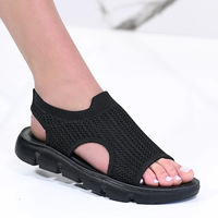 Дамски спортни сандали от плетена материя в черно D2433-1 all black