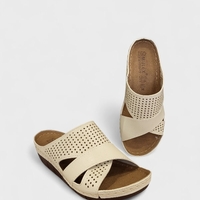 Дамски анатомични чехли в бежово с кожена стелка – Модел 2363 Beige