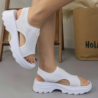 Дамски спортни сандали от плетена материя в бяло D2436-2 all white