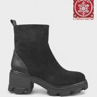 Модерни черни дамски боти с топъл хастар и грайферна подметка W851026 Black