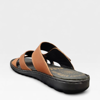 Мъжки кожени чехли в кафяво 415 brown