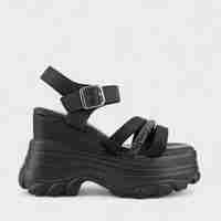 Дамски сандали на висока платформа черни 1056 black
