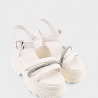Дамски сандали с масивна платформа и декоративен акцент – 1055 WHITE