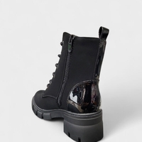 Дамски боти с връзки и цип в черно B4170-1 black