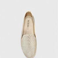 Модни дамски лоуфъри с перфорации A2373-3 beige