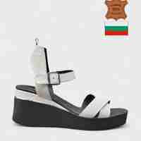 Дамски кожени сандали на платформа бели 20616-1465 white