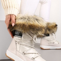 Дамски бежови апрески с пух модел: FF-58 beige