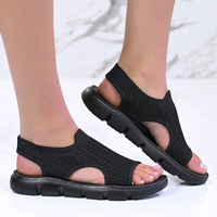Дамски спортни сандали от плетена материя в черно D2433-1 all black