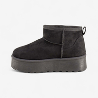 Дамски боти тип UGG на платформа в черно BD2908-1 black