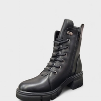 Дамски зимни боти с връзки и дебела подметка черни B4108-1 black