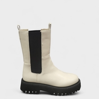 Модерни дамски боти с ластик в черен цвят модел: BT Cira beige/black