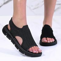 Дамски спортни сандали от плетена материя в черно D2433-1 all black