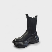 Модерни дамски боти на масивна платформа със златни акценти - Черен цвят | 0314-1 black