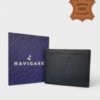 Мъжки портфейл от естествена кожа в син цвят марка NAVIGARE