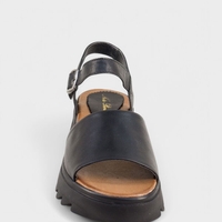Дамски сандали от естествена кожа с платформа 5.5см, дизайн на PRADA – 22683-1498 NERO