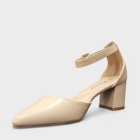 Бежови дамски обувки с широк ток 6 см – C5730-3 Beige