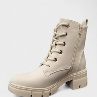 Дамски боти с цип и връзки в бежово B4170-2 beige