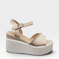 Дамски сандали на платформа в бежово с кристали Abc 1202 beige