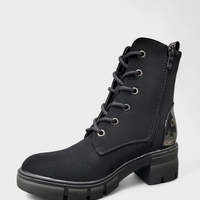 Дамски боти с връзки и цип в черно B4170-1 black