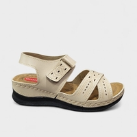 Дамски анатомични сандали в бежово с кожена стелка – Модел 712004 Beige