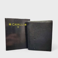 Мъжки портфрйл от естествена кожа Cavalli черен