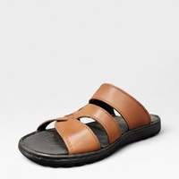 Мъжки кожени чехли в кафяво 415 brown