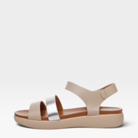 Дамски сандали с велкро закопчаване в бежово и сребристо 508199 beige