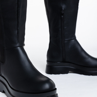 Дамски модни ботуши с ластик в черен цвят модел: 2A-1504 black
