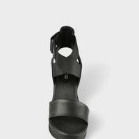 Дамски кожени сандали на платформа Черни 226166-1468 nero