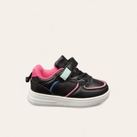 Детски кецове за момиче с равна подметка в черно и розово модел: 4035-1 black/rose