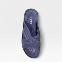 Мъжки кожени чехли в синьо 7005 blue