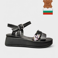 Елегантни черни сандали с флорален акцент 236162-1451 nero-pied